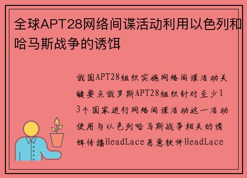 全球APT28网络间谍活动利用以色列和哈马斯战争的诱饵 